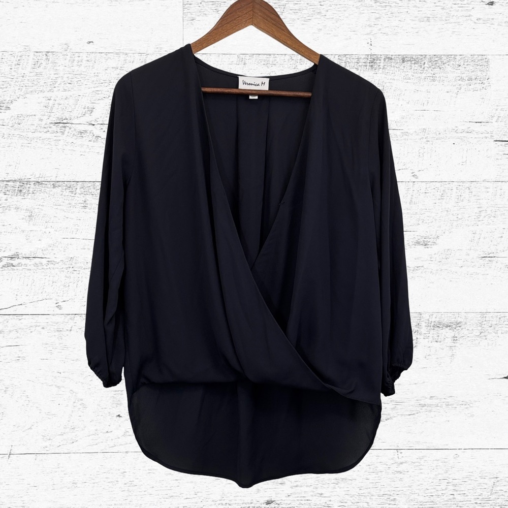Veronica M Black Wrap Blouse